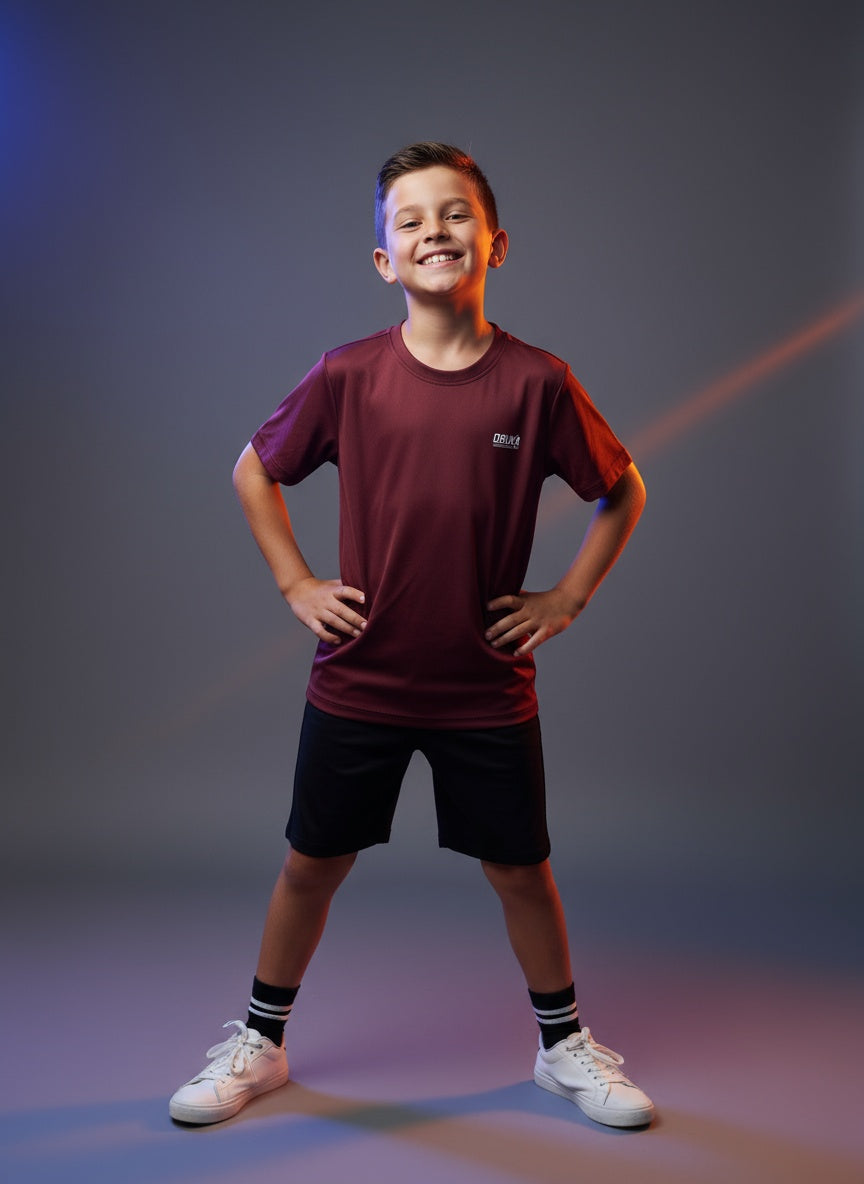 Core Jacquard Maroon Boys Tee