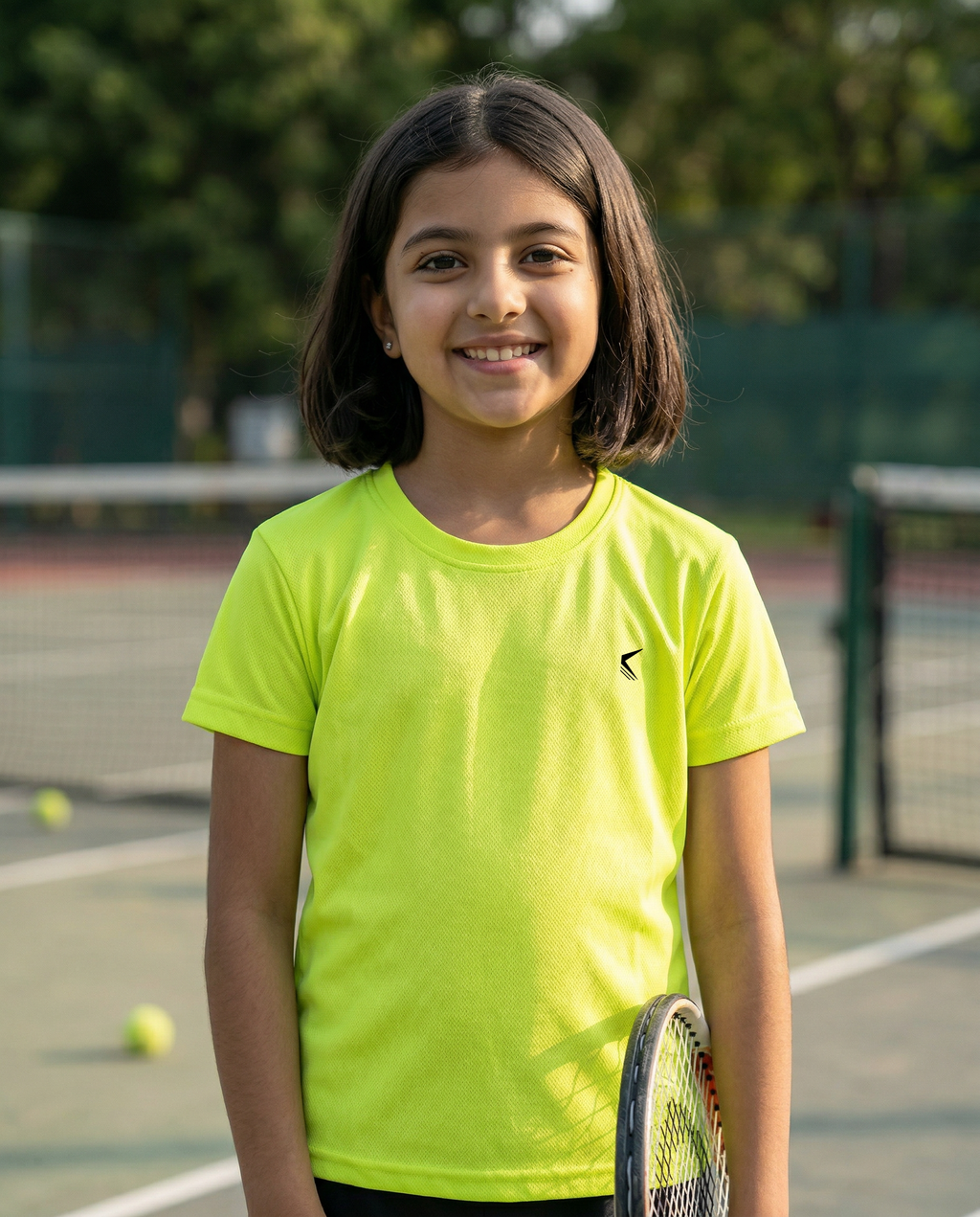 Core  Jacquard Neon Yellow Girls Tee