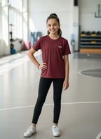 Core Jacquard Maroon Girls Tee