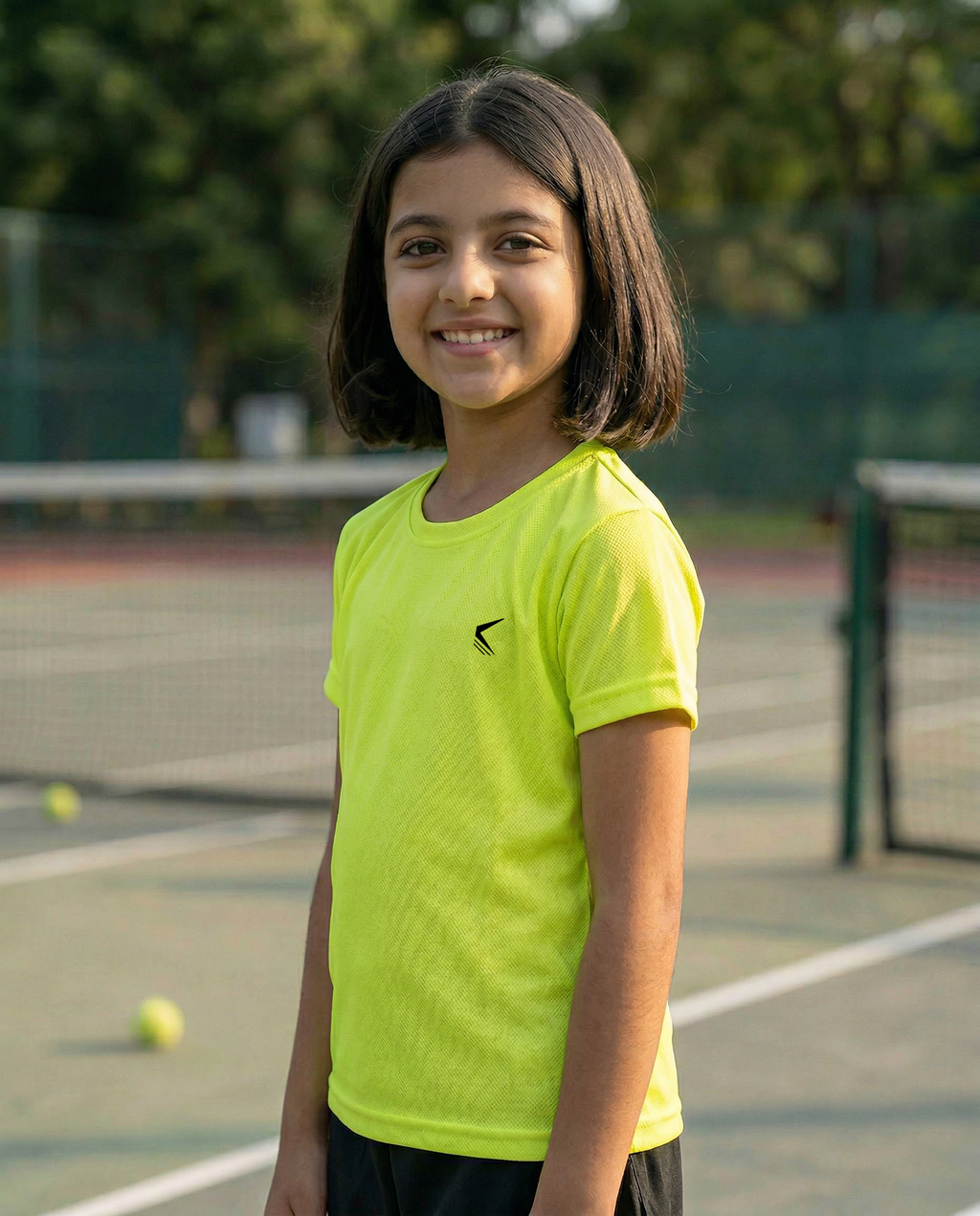Core  Jacquard Neon Yellow Girls Tee