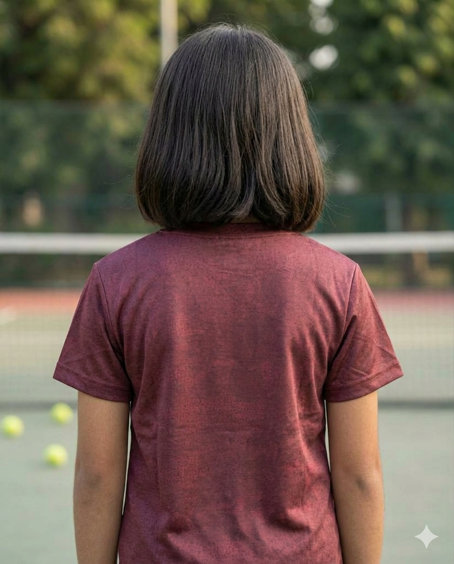 Core Jacquard Maroon Girls Tee