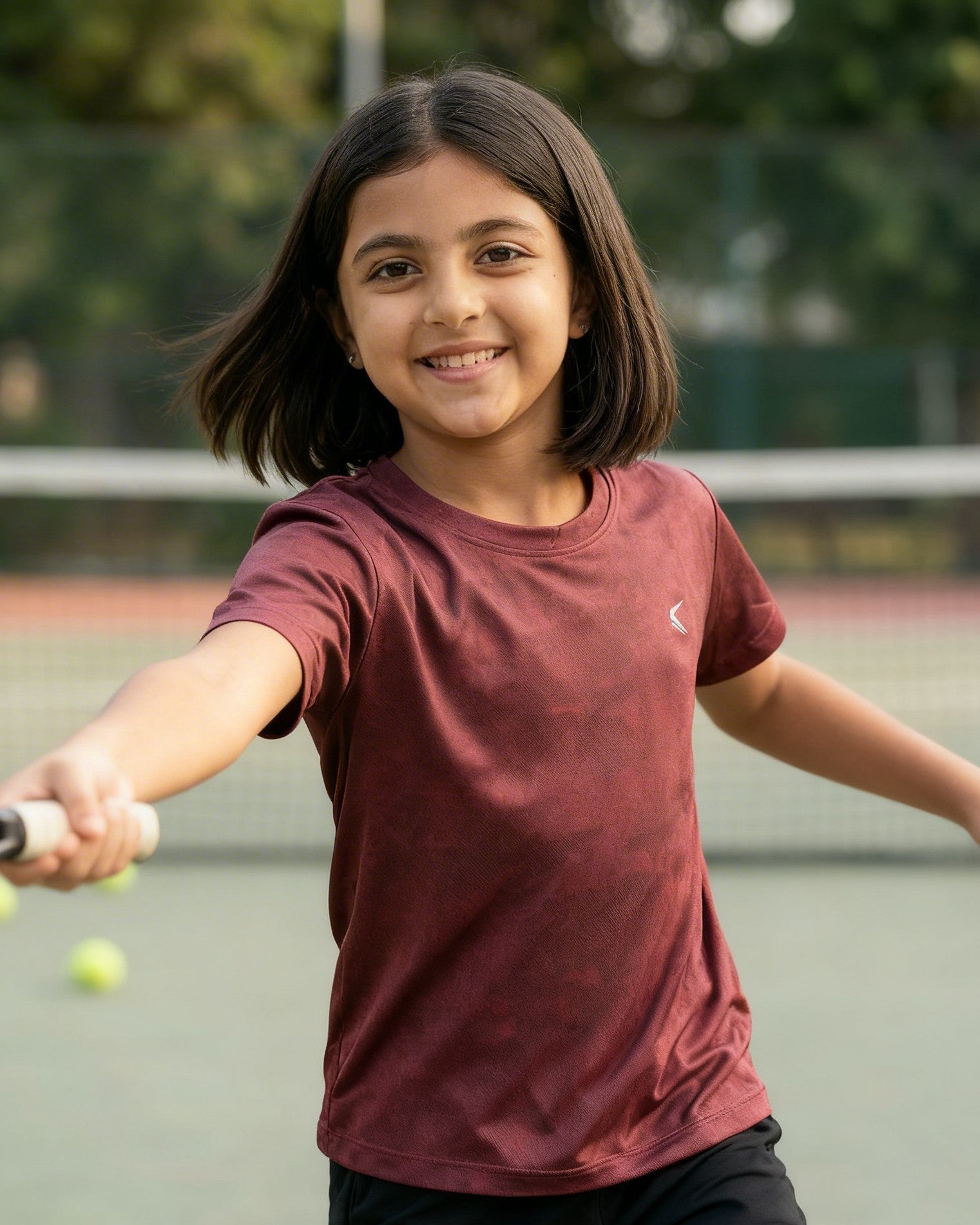 Core Jacquard Maroon Girls Tee