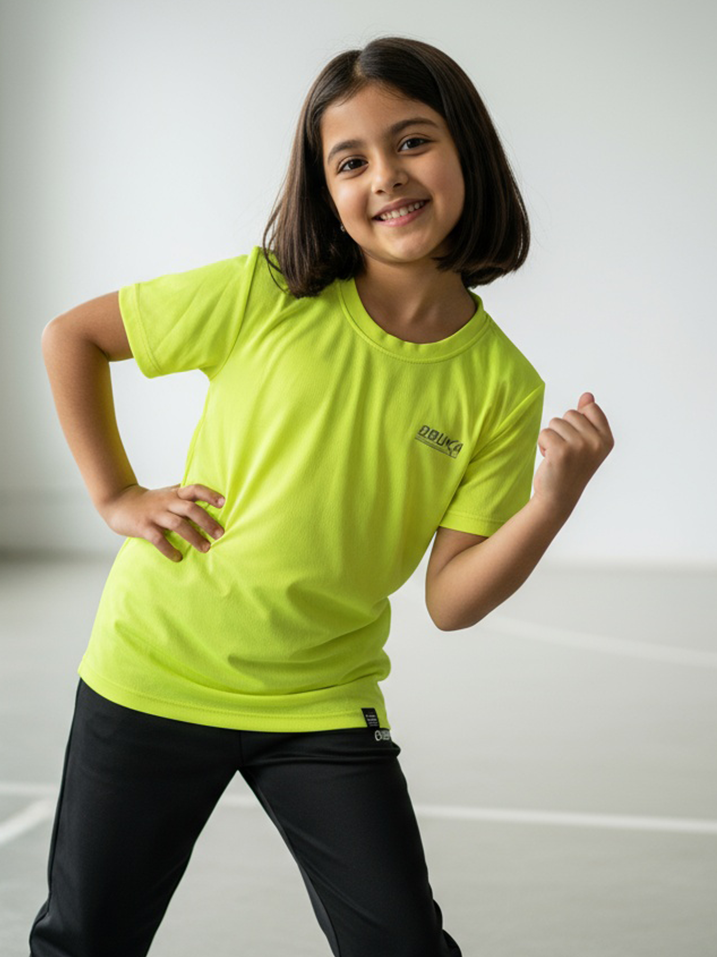 Core  Jacquard Neon Yellow Girls Tee