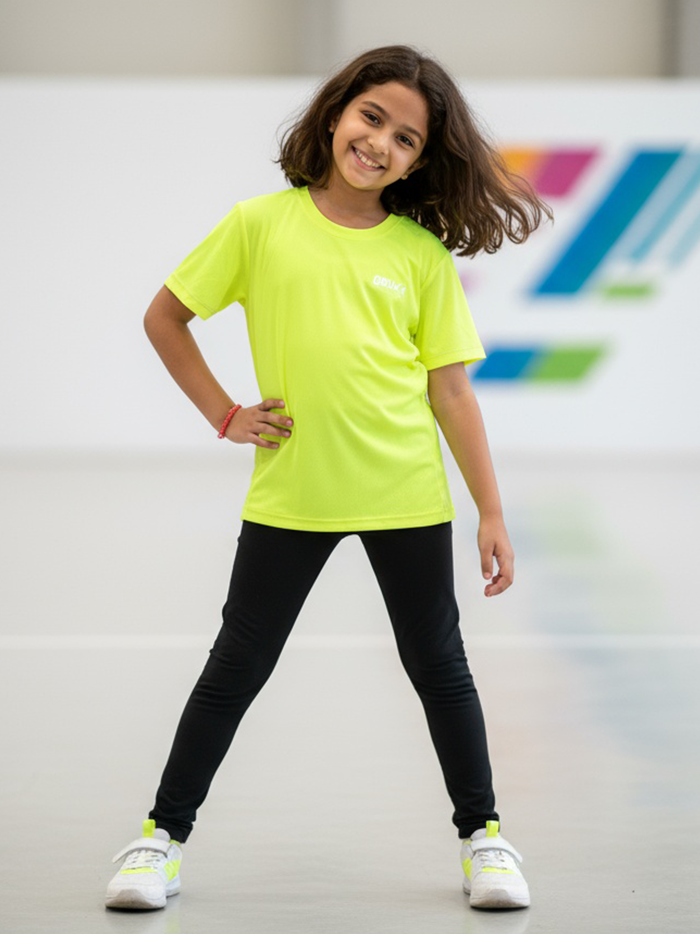 Core  Jacquard Neon Yellow Girls Tee