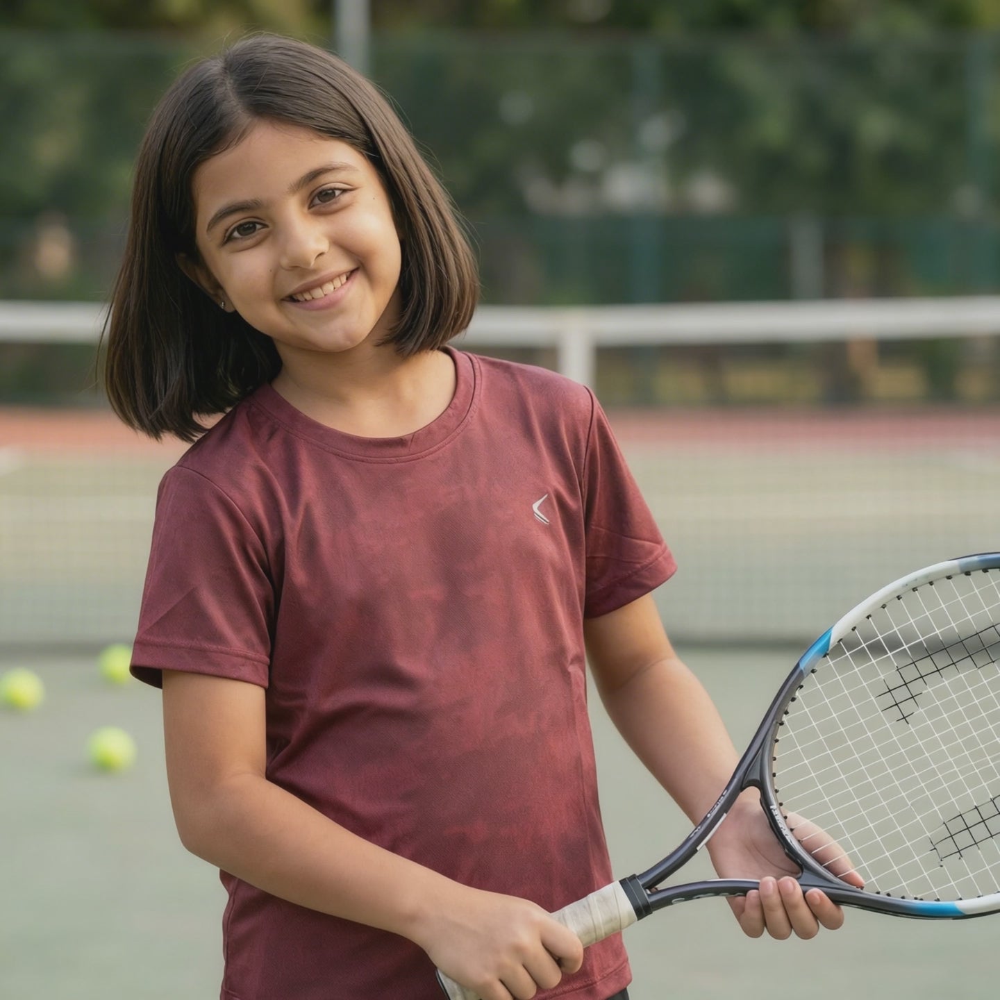 Core Jacquard Maroon Girls Tee